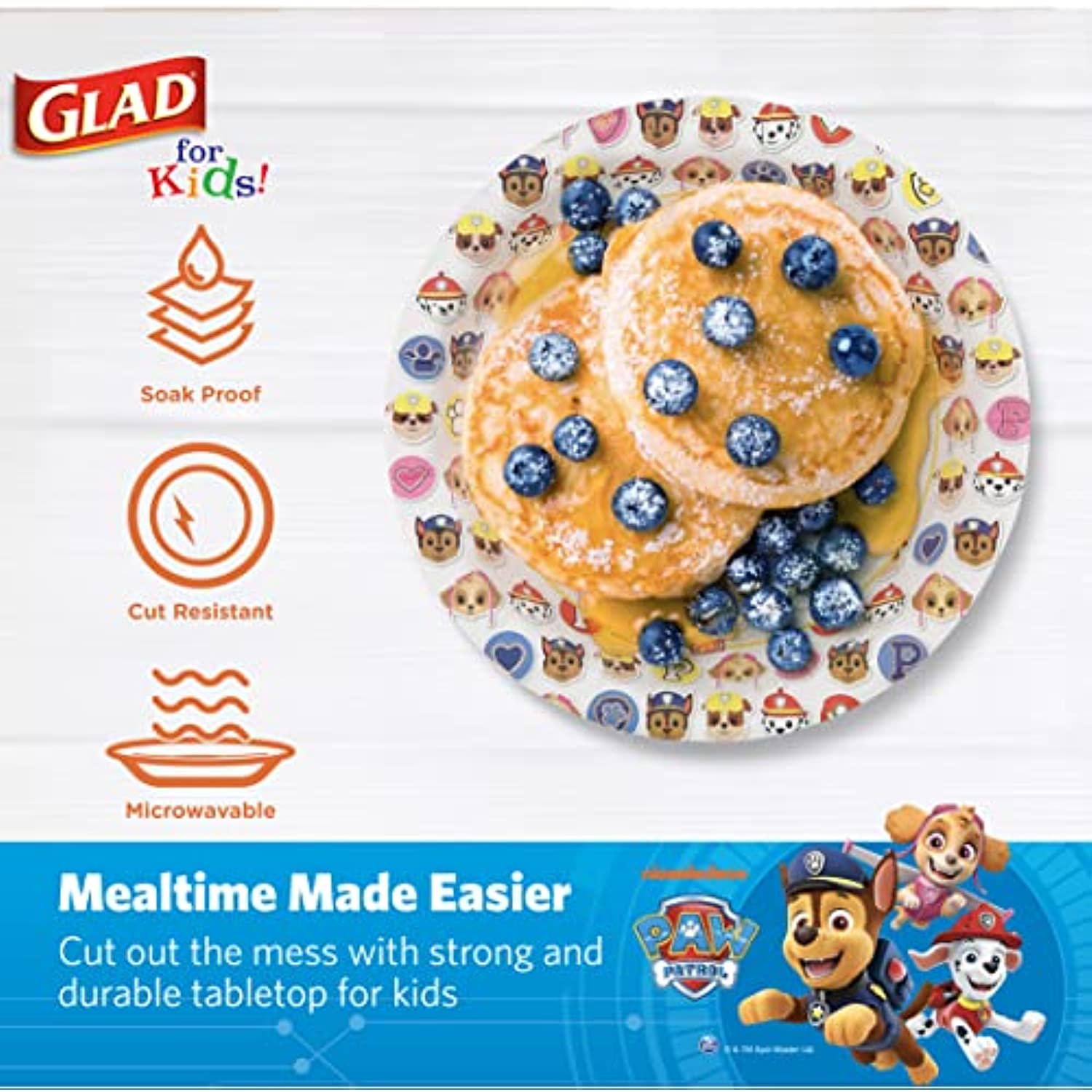 Glad for Kids Paw Patrol Paper Plates, 20 Count, 8.5 Inches , Disposable  Paw Patrol Plates for Kids , Heavy Duty Disposable Soak Proof Microwavable  Paper Plates for All Occasions Paper Plates