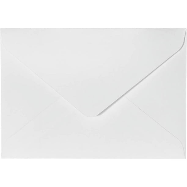 Paquete de 100 sobres, tamaño C6, 4,5 x 6,4, 130 g/m², para tarjetas de felicitación, invitaciones y tarjetas de cumpleaños, con sello húmedo, solapa puntiaguda, color blanco puro 1