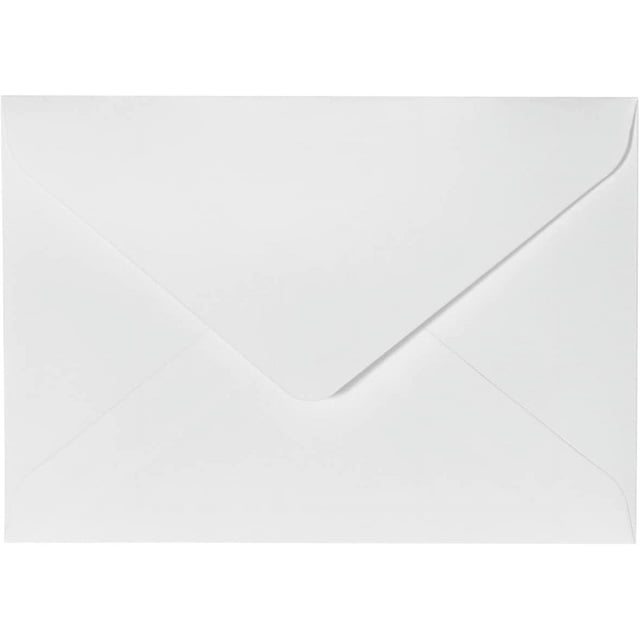 Paquete de 100 sobres, tamaño C6, 4,5 x 6,4, 130 g/m², para tarjetas de felicitación, invitaciones y tarjetas de cumpleaños, con sello húmedo, solapa puntiaguda, color blanco puro 1