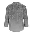thumbnail image 4 of Plus Size Women's V-Neck Linen Look Button Down Blouse with Roll Up Long Sleeves, 4 of 5