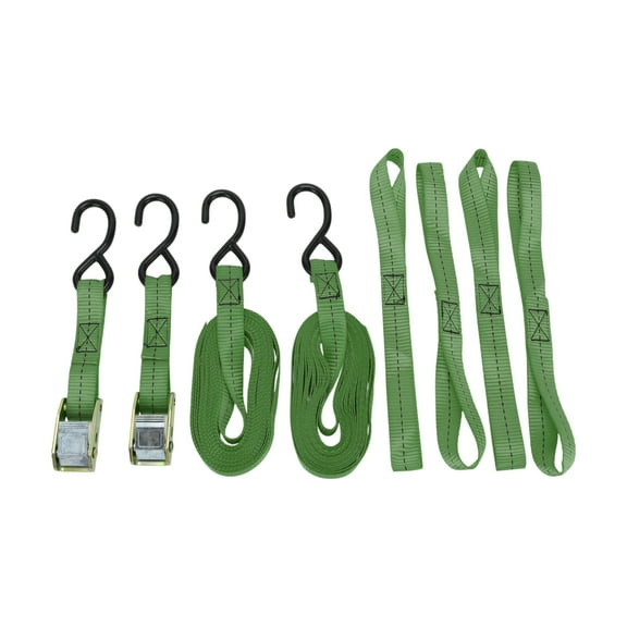 Unique Bargains Ratchet Tie Down Straps 1 Set 1 Inch x 20 Feet 1 100lb Ratchet Strap Lashing Straps for Roof Rack Motorcycle Trucks Trailer Green