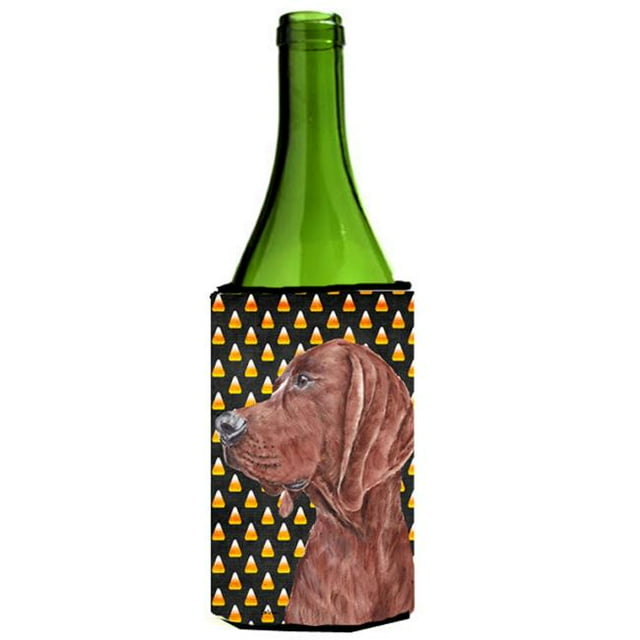 Redbone Coonhound Candy Corn Halloween Wine bottle sleeve Hugger 24 Oz.