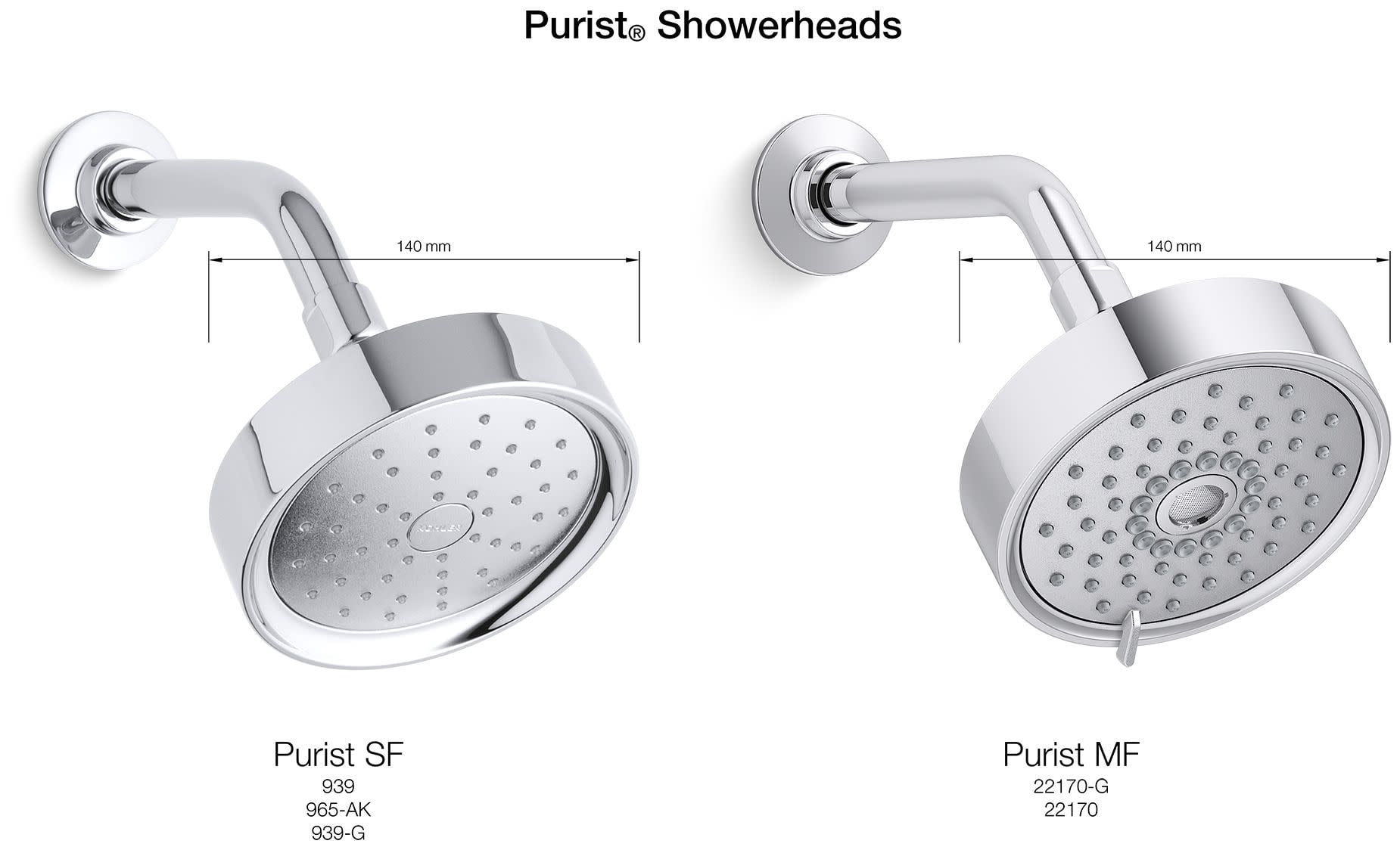 Kohler 22170-BN Purist Duschkopf – Gebürstetes Nickel, 3 Sprühfunktionen, Mit MasterClean Düsen