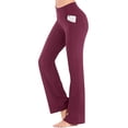 thumbnail image 1 of Innerwin Pantalon de Yoga Taille Haute à Coupe Évasée pour Femme, Rouge Vin, Taille g, 1 of 4