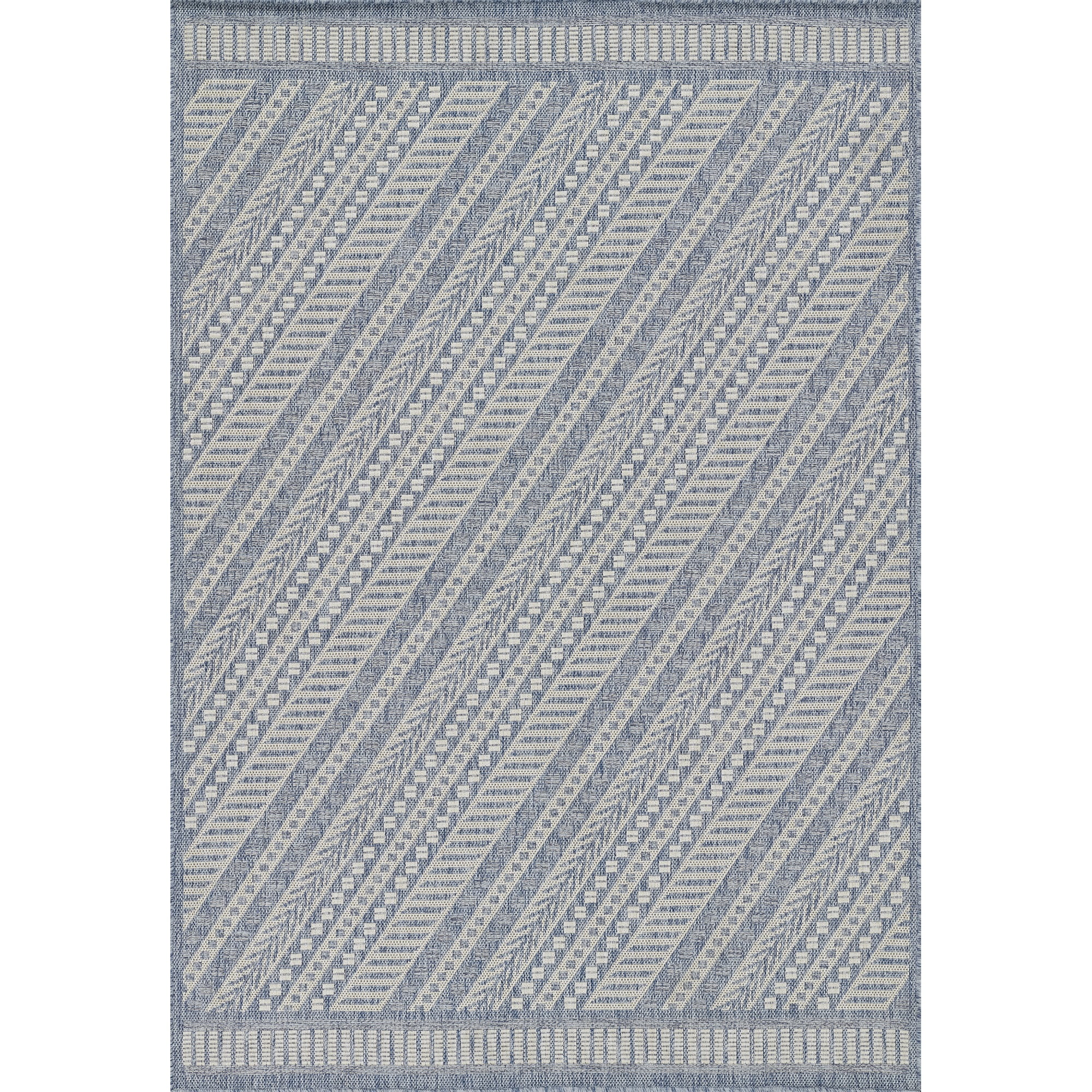 Momeni 3' x 7.5' Blue Geometric Outdoor Rug
