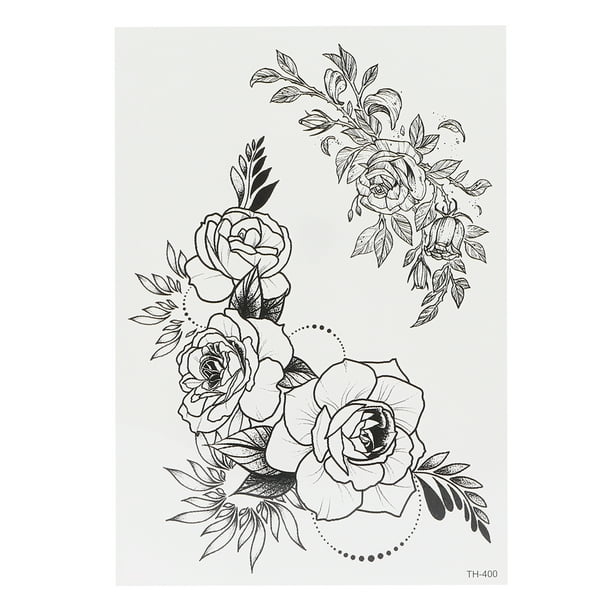 Parche de pegatinas de tatuaje NikouMX pegatina de tatuaje temporal para brazo flores apariencia llamativa