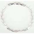 thumbnail image 3 of Solid 925 Sterling Silver Paper Clip Bracelet, 3mm Width 7 Inch Paperclip Chain Italy, 3 of 6
