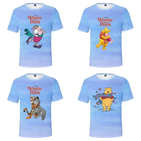 

Mens Hawaiian Fashion Parent-child Clothing Cartoon-Winnie the Pooh Print Shirt Short Sleeve Suitable Commuting To Wear