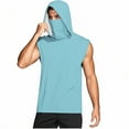 thumbnail image 4 of Xfvqtps Mens Sleeveless Tops with Face Neck Mask Hoodie Pullover Cooling Sun Protection Solid Color Breathable Lightweight Summer Shirts Sky Blue, 4 of 7