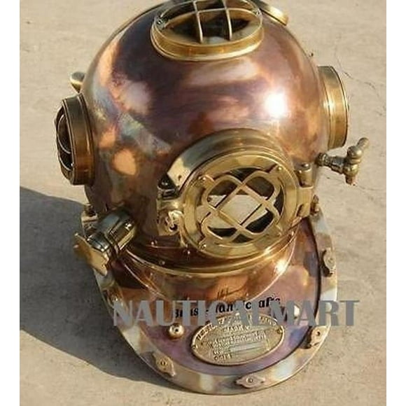 Antique Full Copper & Brass Diving Helmet Divers Helmet Us Navy Mark V by Nauticalmart