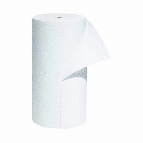 Pig Sorbent Roll, 40 gal, 30 in x 150 ft, Oil, White, Polypropylene MAT401