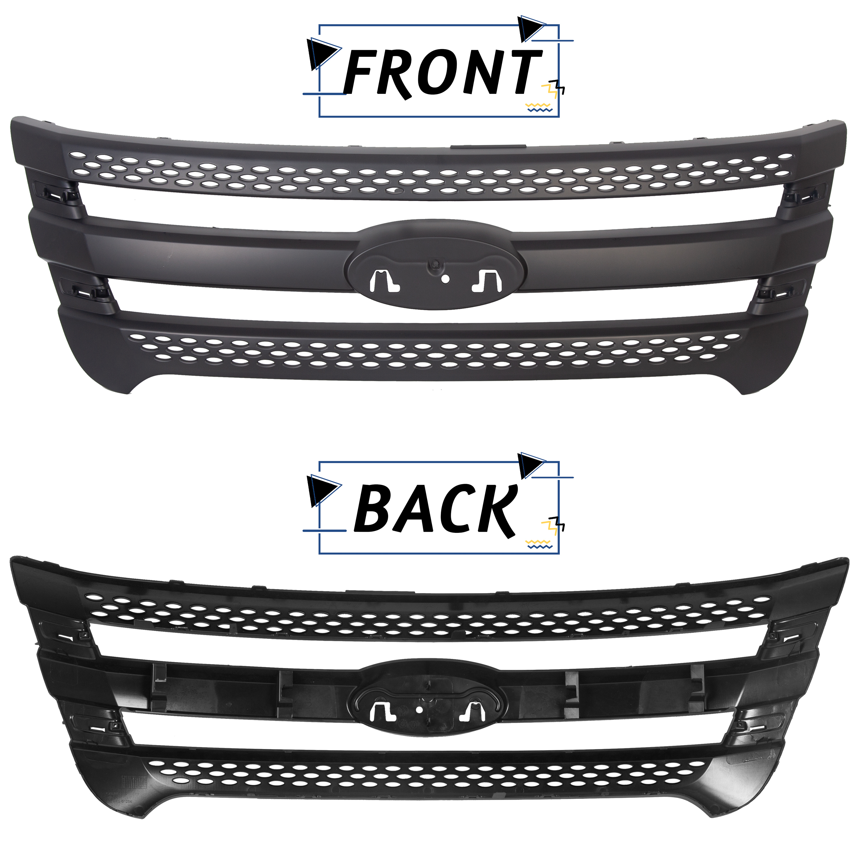 For 11 15 Ford Explorer Snap On Grille Overlay Black Full Front Grill Covers Walmart Com Walmart Com