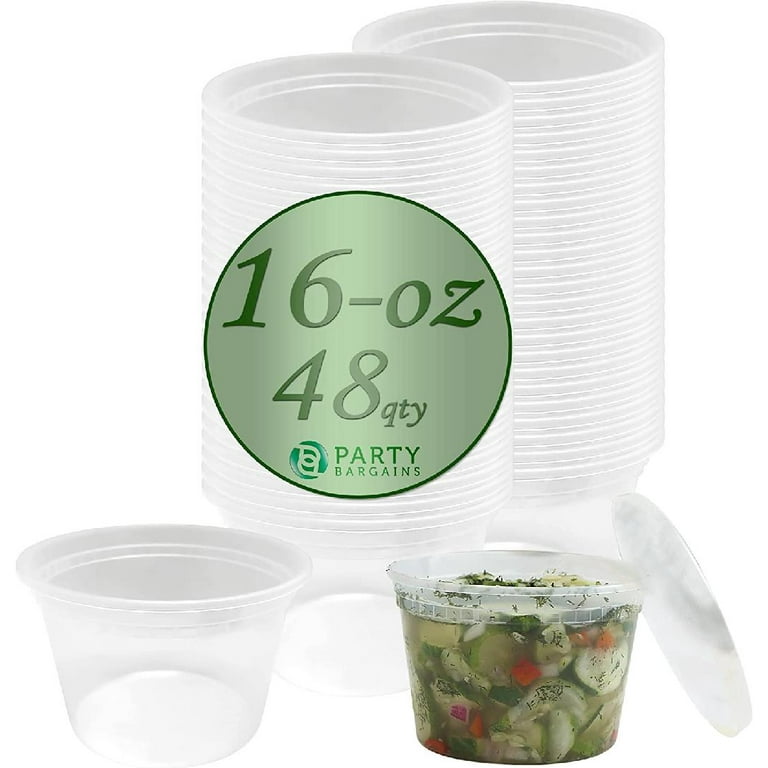 16 oz. Round Microwaveable Deli Container Combo Set (Clear) 48/PK