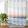thumbnail image 3 of Summer Beach No Hook Shower Curtain Waterproof, Bathroom Curtains with Snap in Liners and See Through Top Window, Coastal Nautical Seaside Ocean Hotel Style Bathtub Curtains Shower 48"Wx72"L, 3 of 8