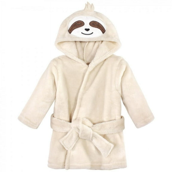 Hudson Baby Infant Unisex Plush Animal Face Bathrobe, Sloth, 0-9 Months