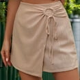 thumbnail image 4 of Aueoeo Women's Skirt Short Elastic High Waist Front A Line Back Skorts Trendy Elegant Soft Lightweight Shorts L, 4 of 6