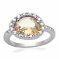 thumbnail image 1 of Alamode LO2060-9 Bague Femme en Laiton Rhodié avec AAA Grade CZ en Champagne - Taille 9, 1 of 1