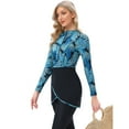 thumbnail image 2 of IBTOM CASTLE Womens Muslim Islamic Long Sleeve Burkini Swimsuits Swimwear Modest Hijab Top+Pants Rashguard Full Cover Floral Bathing Suit M Blue - Palmetto Leaf, 2 of 7