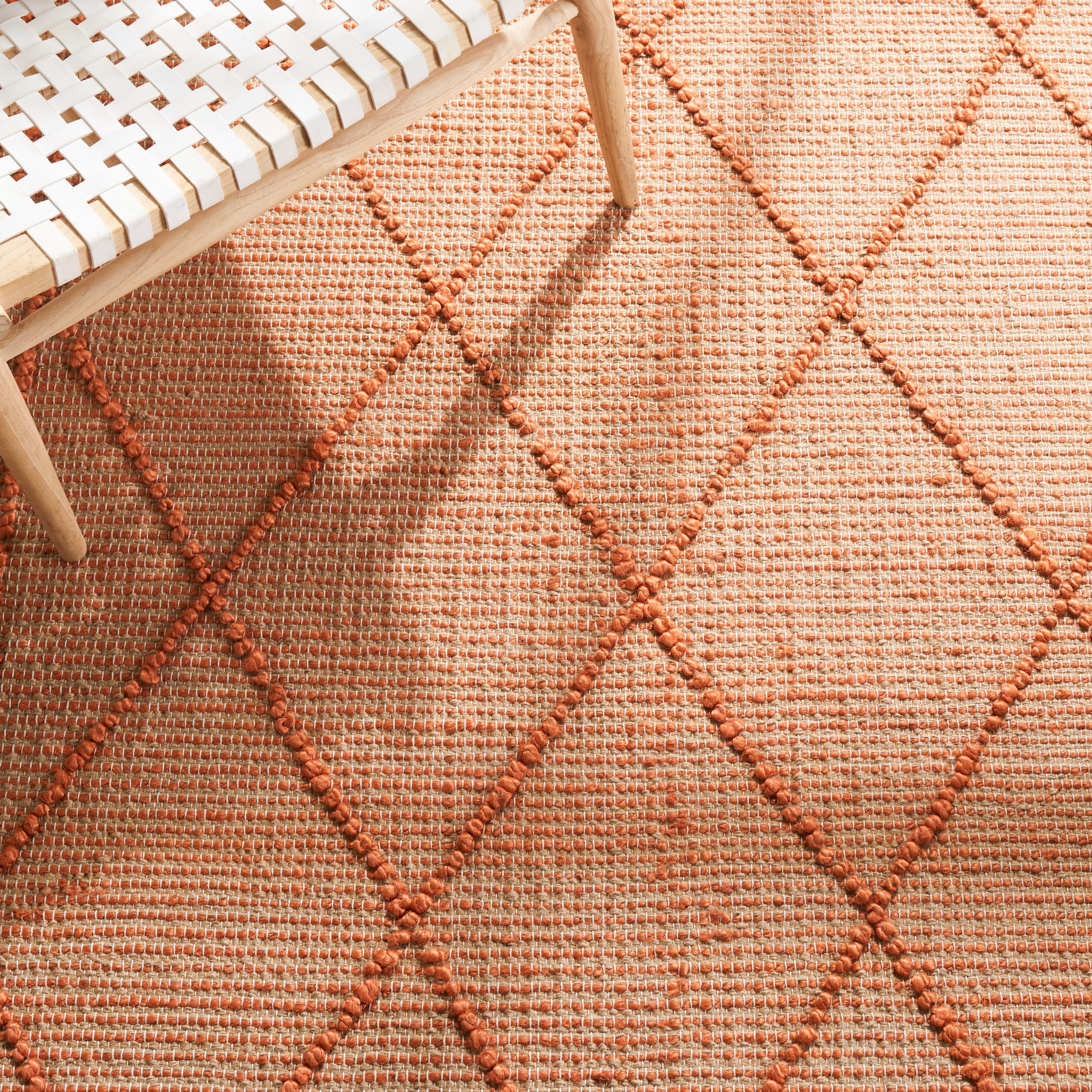 SAFAVIEH Natural Fiber Wystan Geometric Area Rug, Orange/Natural, 6' x 6' Square