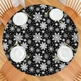 thumbnail image 2 of Black Christmas Snowflake Pattern Round Fitted Tablecloth with Elastic Edge,Dining Table Cover Waterproof,Outdoor Round Tablecloth for Camping,Dining,Indoor and Outdoor, 2 of 7