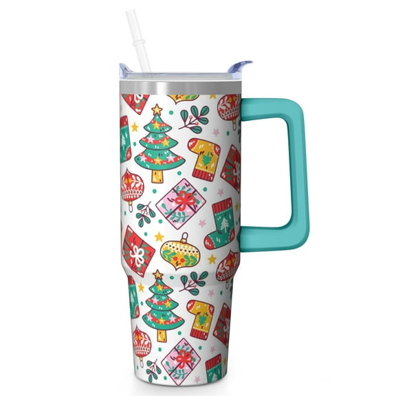 White Snowman Holiday 30oz Stainless Steel Travel Coffee Cup, Winter Insulated Christmas Tumbler with Handle and Straw, Gift for Women Men