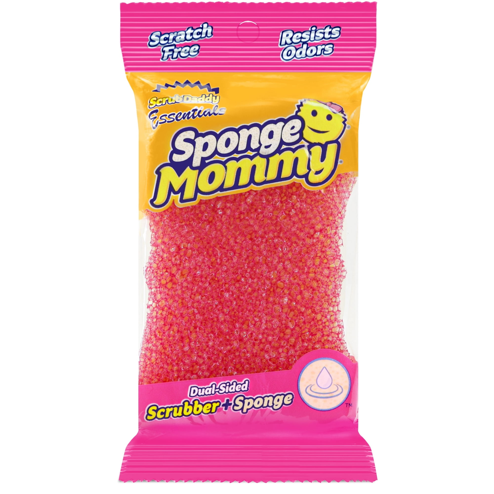 Scrub Daddy Essentials Cleaning Sponge Mommy, Scrubbing Pad, Pink, 1 Count