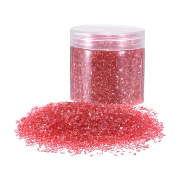 Uxcell 305g Crushed Glass Chips 3-6mm Irregular Broken Sprinkles Chunky Glass for Crafts DIY Vase Filler, Red