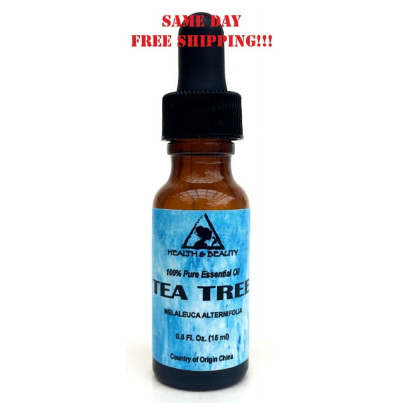 TEA TREE ESSENTIAL OIL AROMATHERAPY NATURAL 100% PURE GLASS DROPP 0.5 OZ, 15 ml