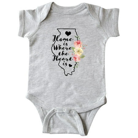 

Inktastic Illinois Home is Where the Heart is with Watercolor Floral Gift Baby Boy or Baby Girl Bodysuit