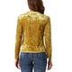 thumbnail image 3 of INSPIRAR CHIC Camisetas de Terciopelo para Mujeres, Cuello Redondo, Manga Larga, Casual, T-Shirt S Amarillo, 3 of 6