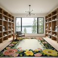 thumbnail image 2 of ODIKA 9'x12' Washable Area Rug Non-Slip, Chair-Friendly Layered Door Striped Welcome Vintage Velvet Doormat Sunburst for Dining Room, Basement, Large Office, 2 of 7