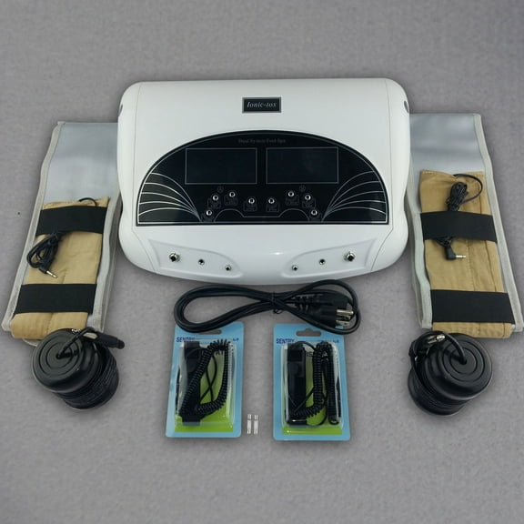 Dual Ionic Foot Bath Detox Machine, Professional Ionic Cleanse Detoxification Machine with 2 Waist Belts, 2 Arrays