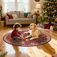 thumbnail image 5 of Christmas Rugs, Yamaziot Area Rug for Living Room, 4ft Round Rug for Bedroom Floor, Washable Non Slip Christmas Mat Carpet, Doormat for Xmas Home Indoor Decor, Red, 5 of 6