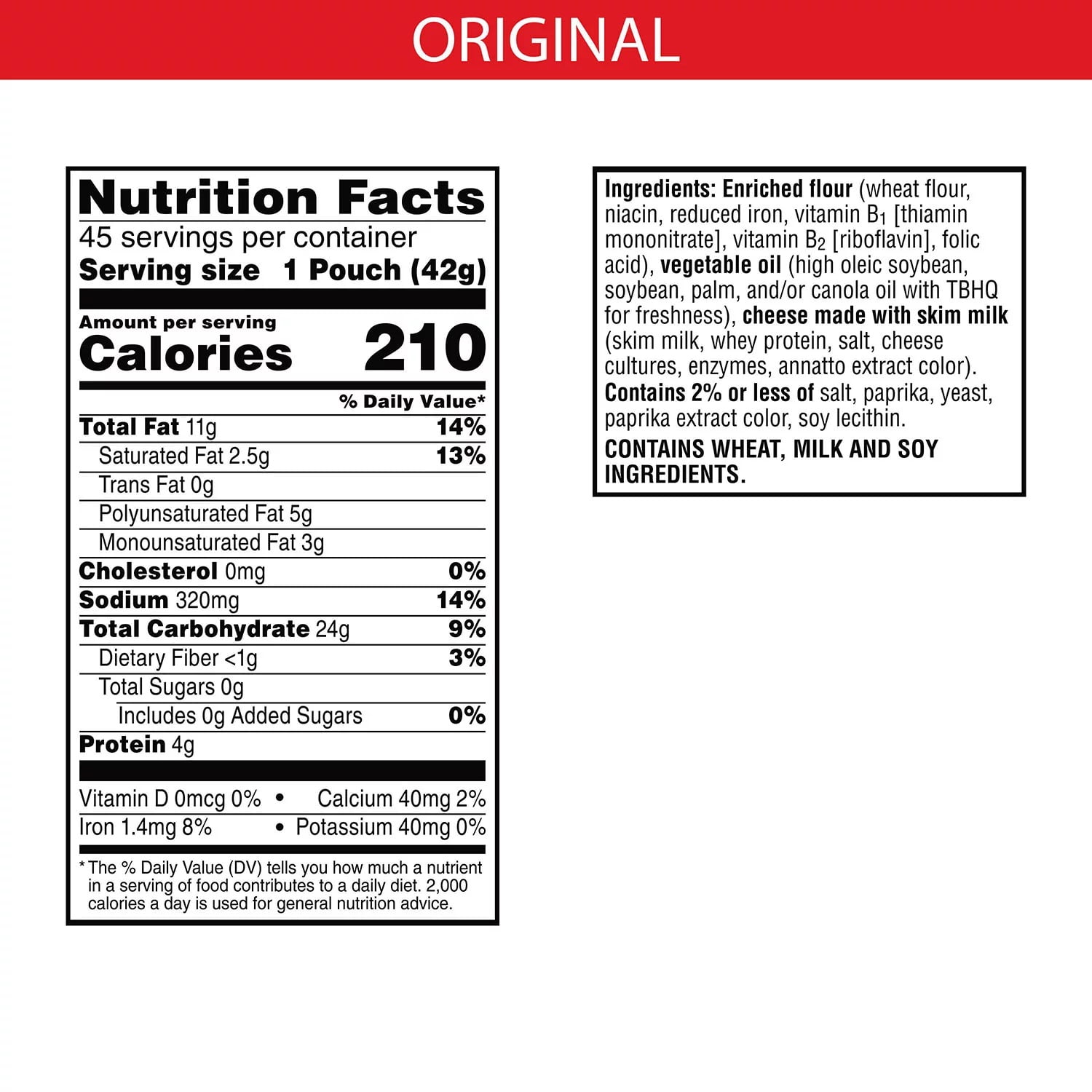 Branded Cheez-It Original Snack Packs (1.5 oz., 45 ct.) Pack of 1