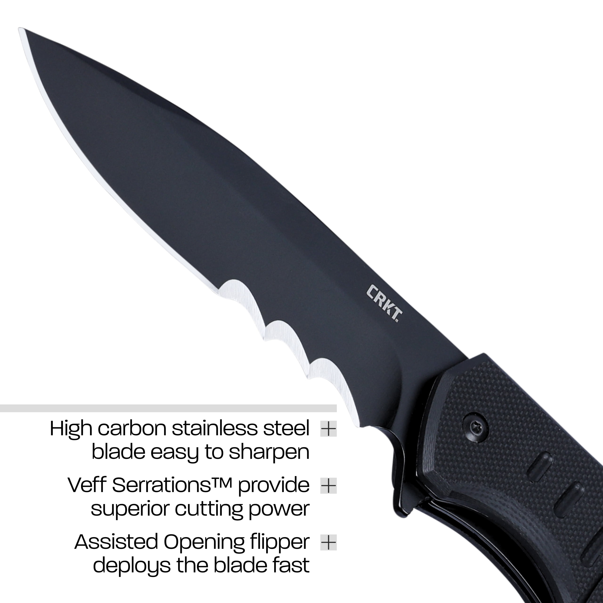 CRKT Ignitor Everyday Carry Assisted Folding Knife with Liner Lock: Stainless Steel Veff Serrations Blade, G10 Handle, Pocket Clip, 6885