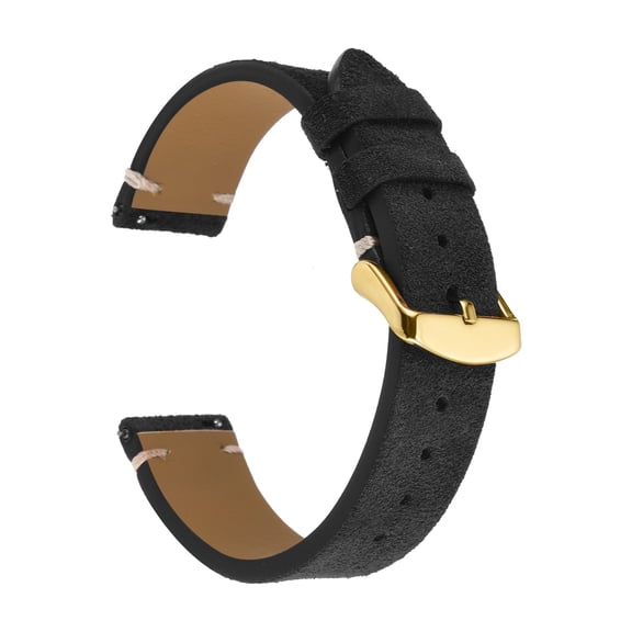 Uxcell Suede Leather Watch Bands Quick Release Watchband 19mm Black Vintage Watch Strap, Stainless Steel Buckle 75mm 125mm Length Waterproof Calf Leather, for Daily Business Casual Men Women