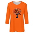 thumbnail image 4 of Dadaria Hauts pour Femmes Chemise Orange Manches 3/4 T-Shirt Col Rond Grande Taille Tee Été Chandail Blouses 3TG, 4 of 5