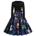 thumbnail image 2 of Fridja Robe Rétro Rockabilly Patchwork pour Femme Robes Noël Nœud Robe de Fête, 2 of 8