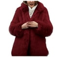 thumbnail image 3 of Aayomet Winter Coat Women's Oversized Open Front Hooded Draped Pockets Cardigan Coat,Red S, 3 of 4