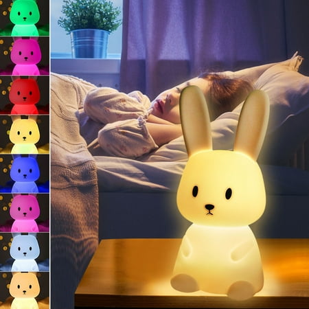 

Qepwscx Duoduo Rabbit Silicone Night Light Colorful Discoloration Timing USB Charging Night Light Children Rabbit LED Bedside With Sleeping Light Clearance