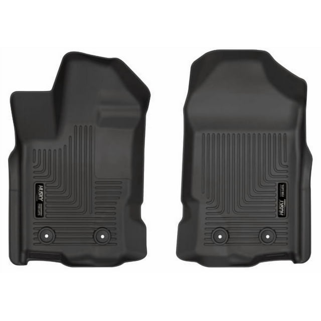 Fits 2019-2023 Ford Ranger Husky Liner Floor Liner 13411 WeatherBeater; Molded Fit; Smooth Arcing Ribs/Raised Heel Pad; Black; TPO Thermoplastic Olefin; 2 Piece