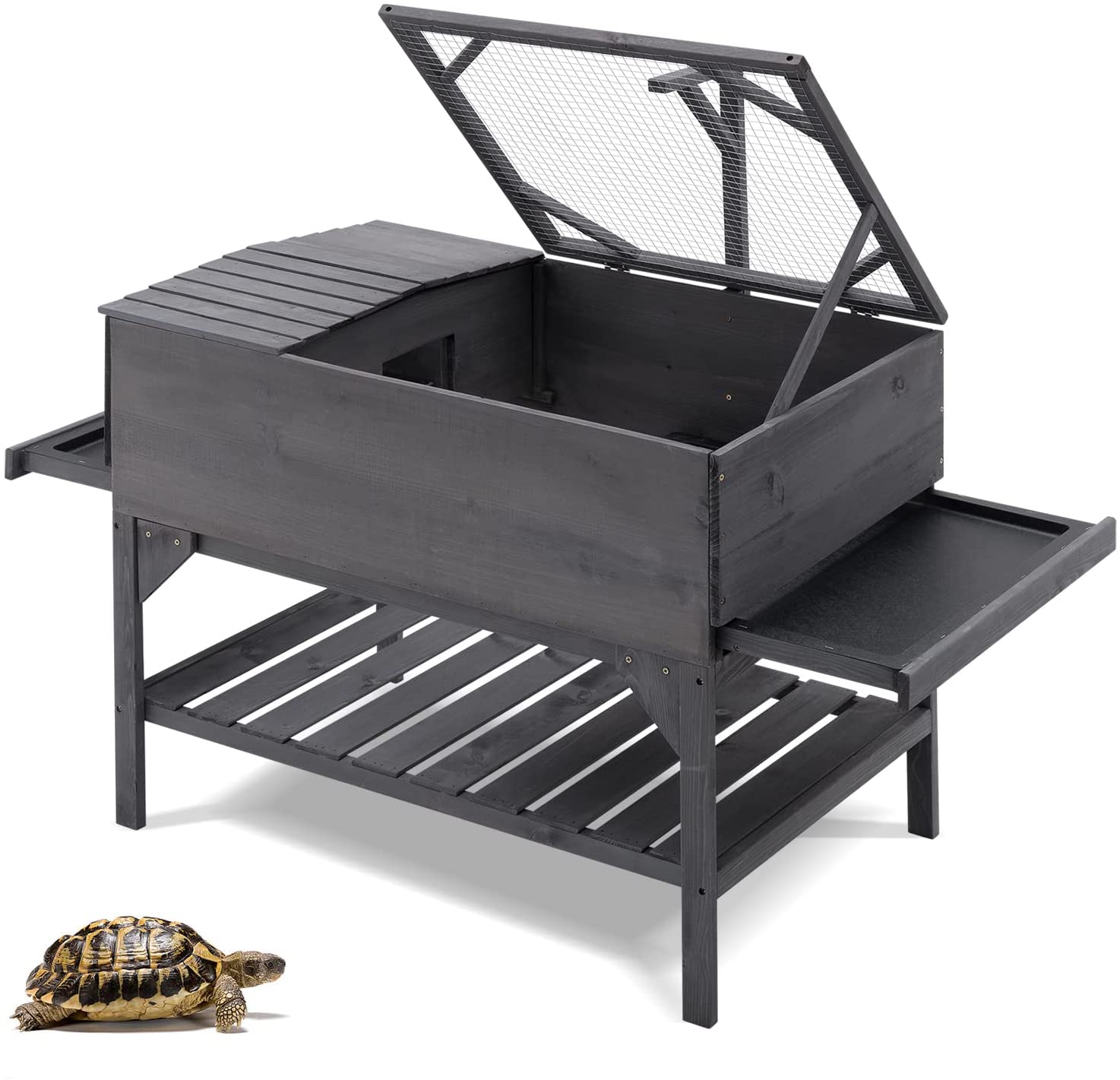 AIEGLE Tortoise House Wooden Tortoise Enclosures with Storage Shelf