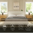 thumbnail image 3 of Create Comfort Aurora Upholstered Bed Frame King Size with Headboard and Strong Wooden Slats, Cream, 3 of 8