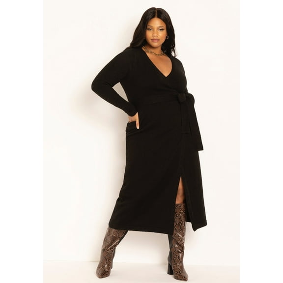ELOQUII Women's Plus Size Sweater Wrap Dress