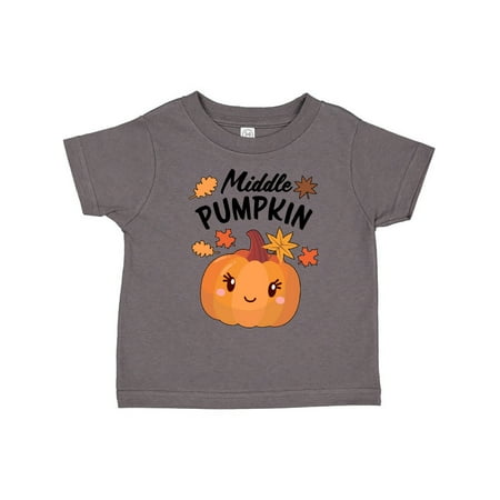 

Inktastic Middle Pumpkin with Fall Leaves Gift Toddler Boy or Toddler Girl T-Shirt