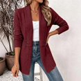 thumbnail image 4 of VEKDONE Womens Heathered Knit Cardigan Shawl Collar Open Front Overcoat Relaxed Fit Ribbed Cuffs and Hem Jackets Fall Winter Fashion Clothing for Commuting, 4 of 6