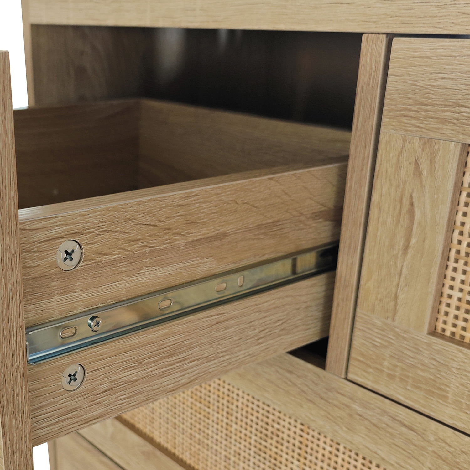 Kadyn 4 Drawers Rattan Cabinet, Particle Board Dresser for Bedroom, Kitchen Storage Cabinet with Drawers, Chest of Drawers, Natural Kadyn 4 Drawers Rattan Cabinet, Particle Board Dresser for Bedroom, Kitchen Storage Cabinet with Drawers, Chest of Drawers, Natural