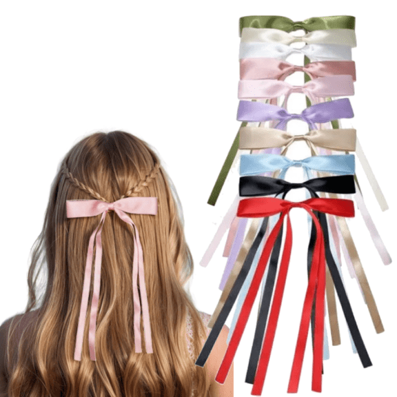 Bow Hair Clips for Women Girls, Ribbon Bows with Long Tail, Bowknot Tassel Claw Clip Barrettes Bow, Accessories  1Pack