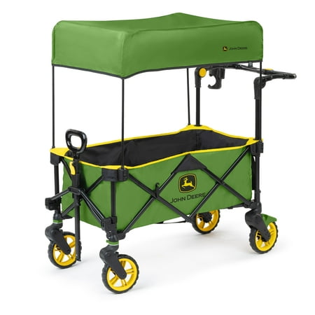 Bright Starts John Deere Pop 'N Ride Wagon, Green & Yellow, Unisex Infant to Toddler