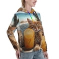 thumbnail image 6 of Picia Relaxing Cat With Orange Juice Pattern Casual Women's Hoodie, Hooded Sweatshirt with Kangaroo Pocket, Comfortable Pullover with Eye-catching Drawstrings-Large, 6 of 7